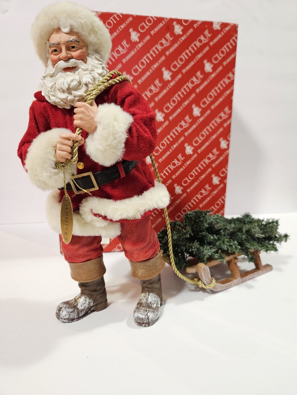 Vintage Possible Dreams Clothtique Tom Browning "Fresh Cut" Santa Figurine 2006